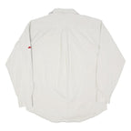 TOMMY HILFIGER Mens White Cotton Blend Shirt L Classic Button Pocket Long Sleeve