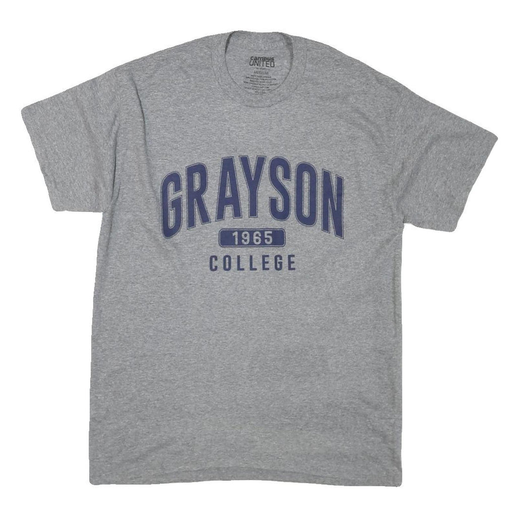 CAMPUS UNITED Mens Grey College Graphic T-Shirt M Short Sleeve Crew Neck Cotton