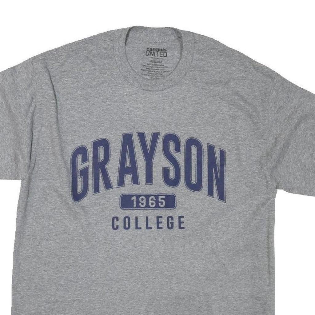 CAMPUS UNITED Mens Grey College Graphic T-Shirt M Short Sleeve Crew Neck Cotton