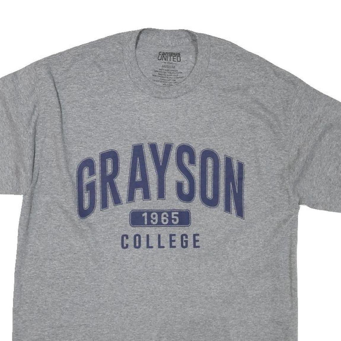 CAMPUS UNITED Mens Grey College Graphic T-Shirt M Short Sleeve Crew Neck Cotton