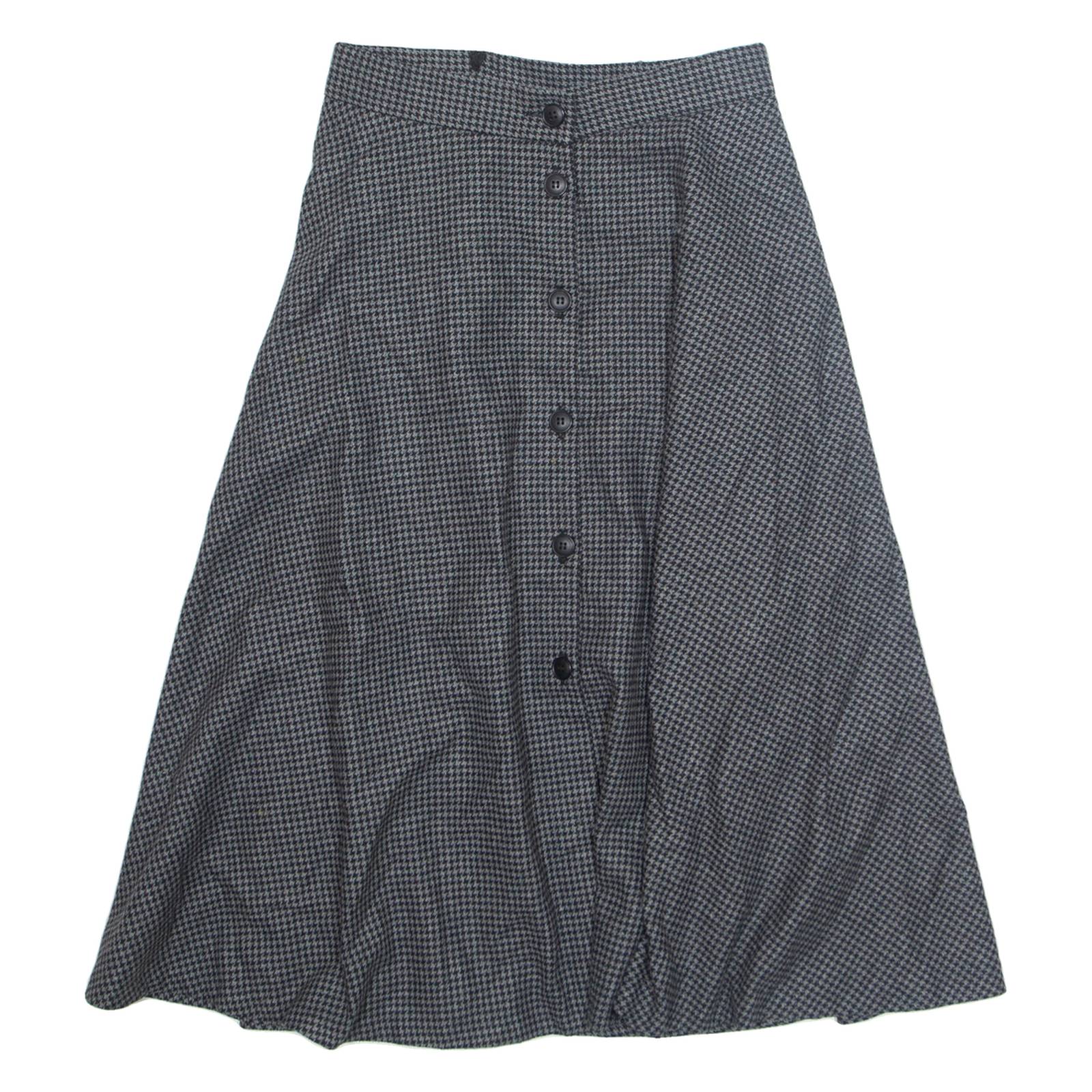 MODISSA Womens Flare Skirt Black Knee Length Wool Houndstooth S