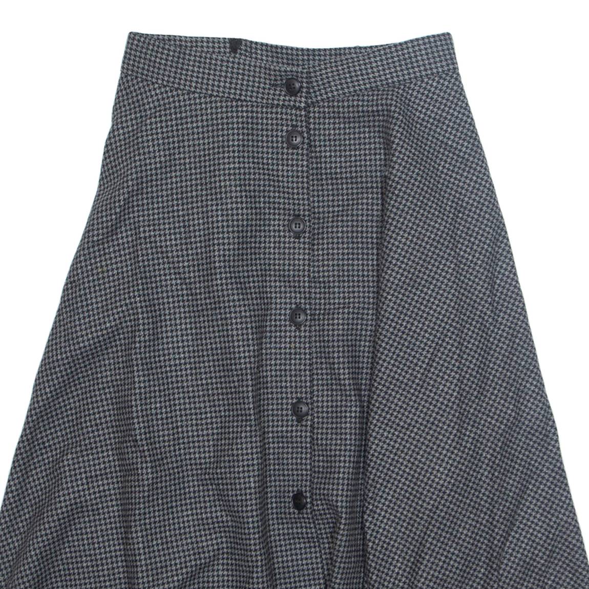 MODISSA Womens Flare Skirt Black Knee Length Wool Houndstooth S