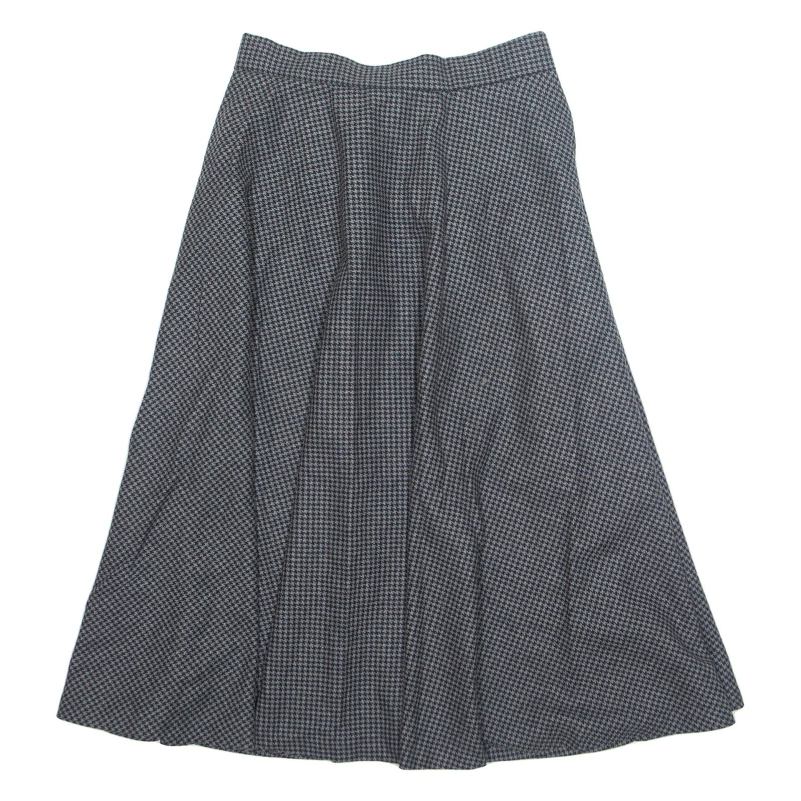 MODISSA Womens Flare Skirt Black Knee Length Wool Houndstooth S