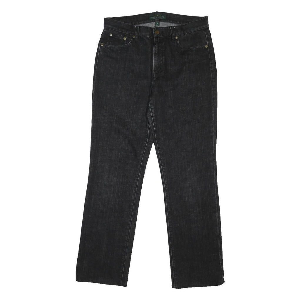 LAUREN RALPH LAUREN Womens Regular Black Denim Cotton Blend Jeans W32 L30 Button