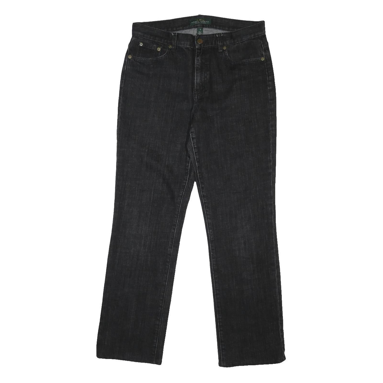 LAUREN RALPH LAUREN Womens Regular Black Denim Cotton Blend Jeans W32 L30 Button