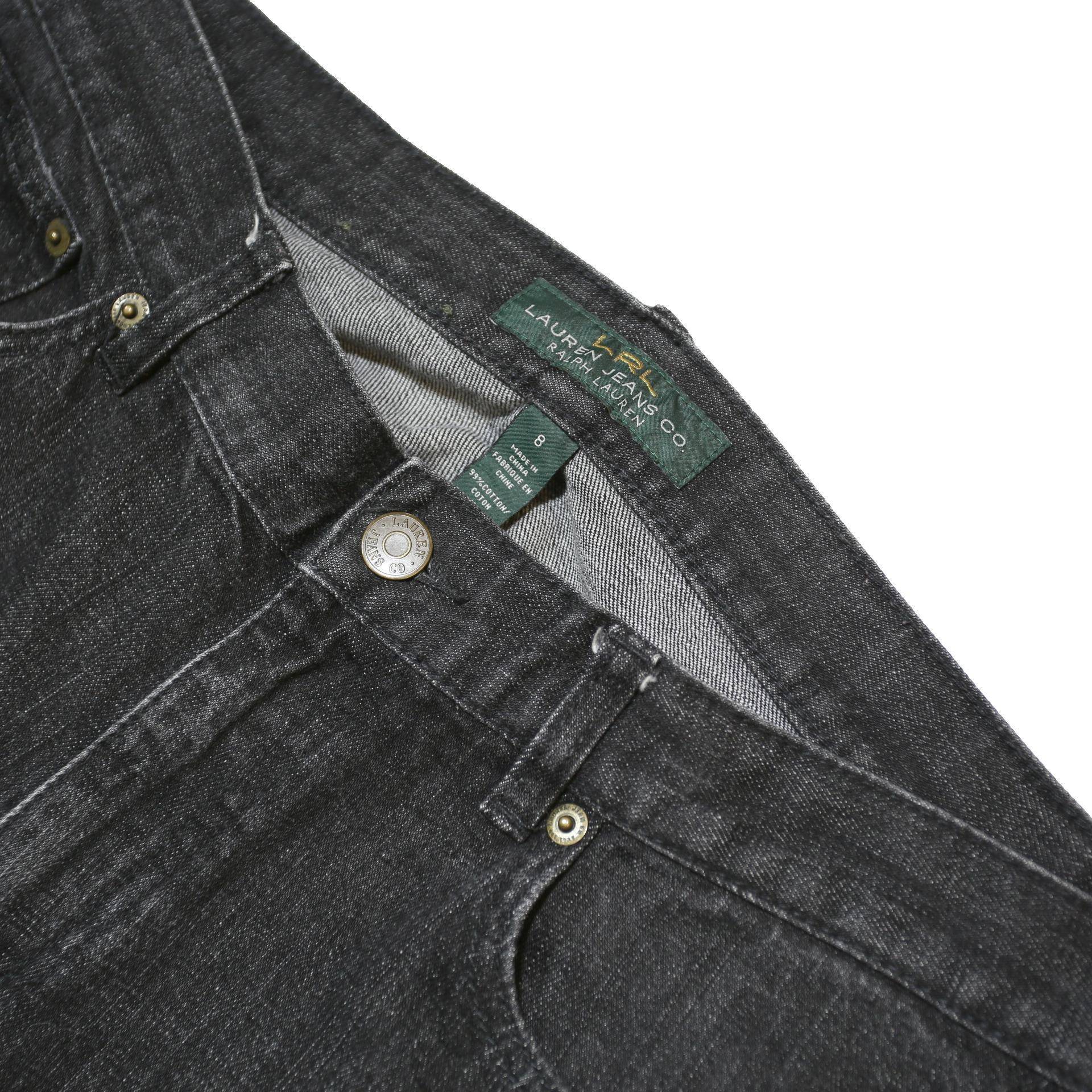 LAUREN RALPH LAUREN Womens Regular Black Denim Cotton Blend Jeans W32 L30 Button