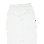 Mens Cotton Blend White Relaxed Cargo Trousers W30 L28 Drawstring Casual Pants
