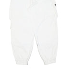 Mens Cotton Blend White Relaxed Cargo Trousers W30 L28 Drawstring Casual Pants
