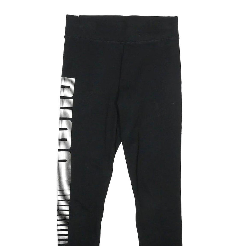 PUMA Womens Joggers Black Slim Tapered UK 8 W24 L27 Logo Print Activewear