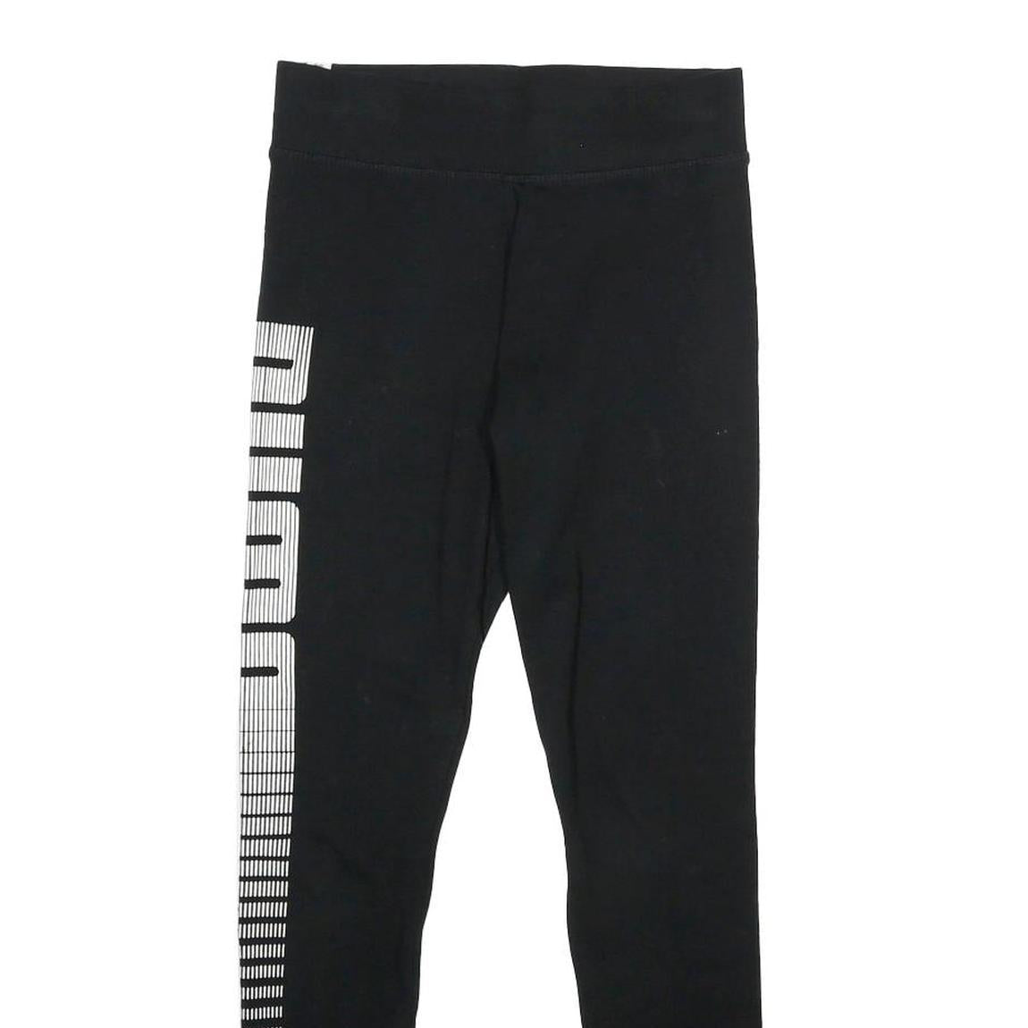 PUMA Womens Joggers Black Slim Tapered UK 8 W24 L27 Logo Print Activewear