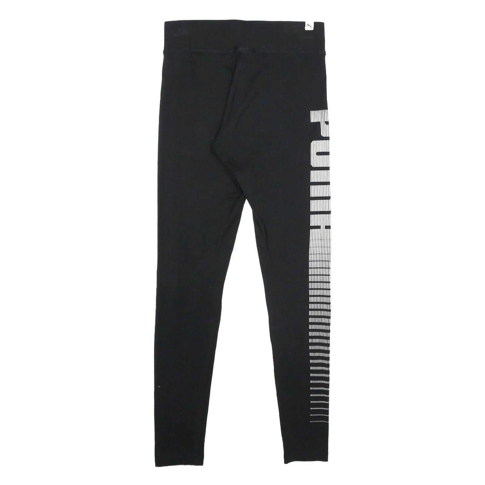 PUMA Womens Joggers Black Slim Tapered UK 8 W24 L27 Logo Print Activewear