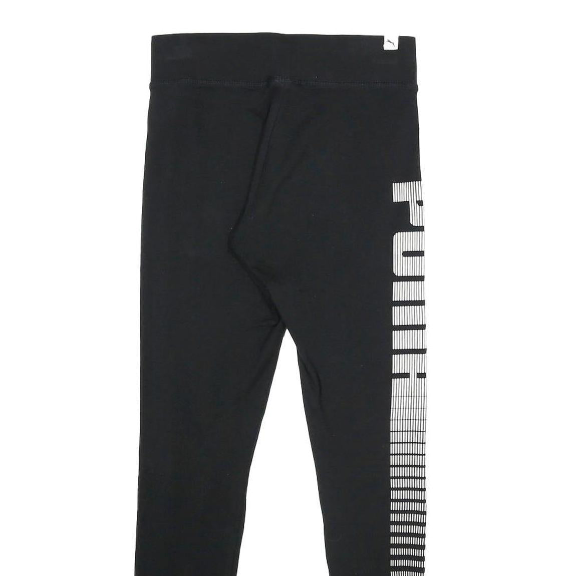 PUMA Womens Joggers Black Slim Tapered UK 8 W24 L27 Logo Print Activewear