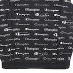 CHAMPION Boys Black Sweatshirt Crew Neck 13-14Y All-over Logo Print Casual