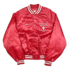 KING LOUIE Mens Red Satin Button Bomber Jacket L Retro Sportswear