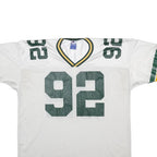 CHAMPION Mens White V-Neck Football Style Jersey L Short Sleeve 92 Numbered