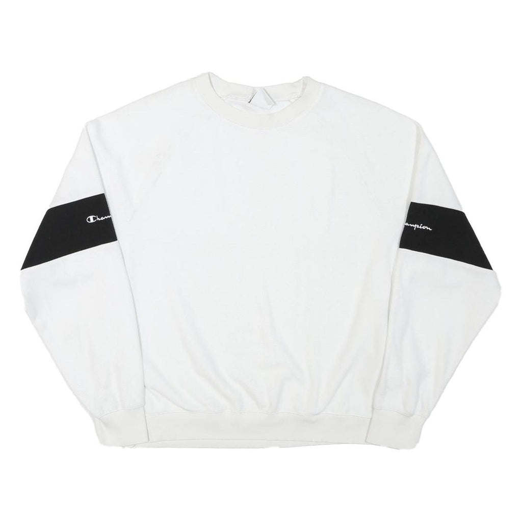 CHAMPION Mens Black Pullover Crew Neck Sweatshirt L Regular Fit Jersey Polyester