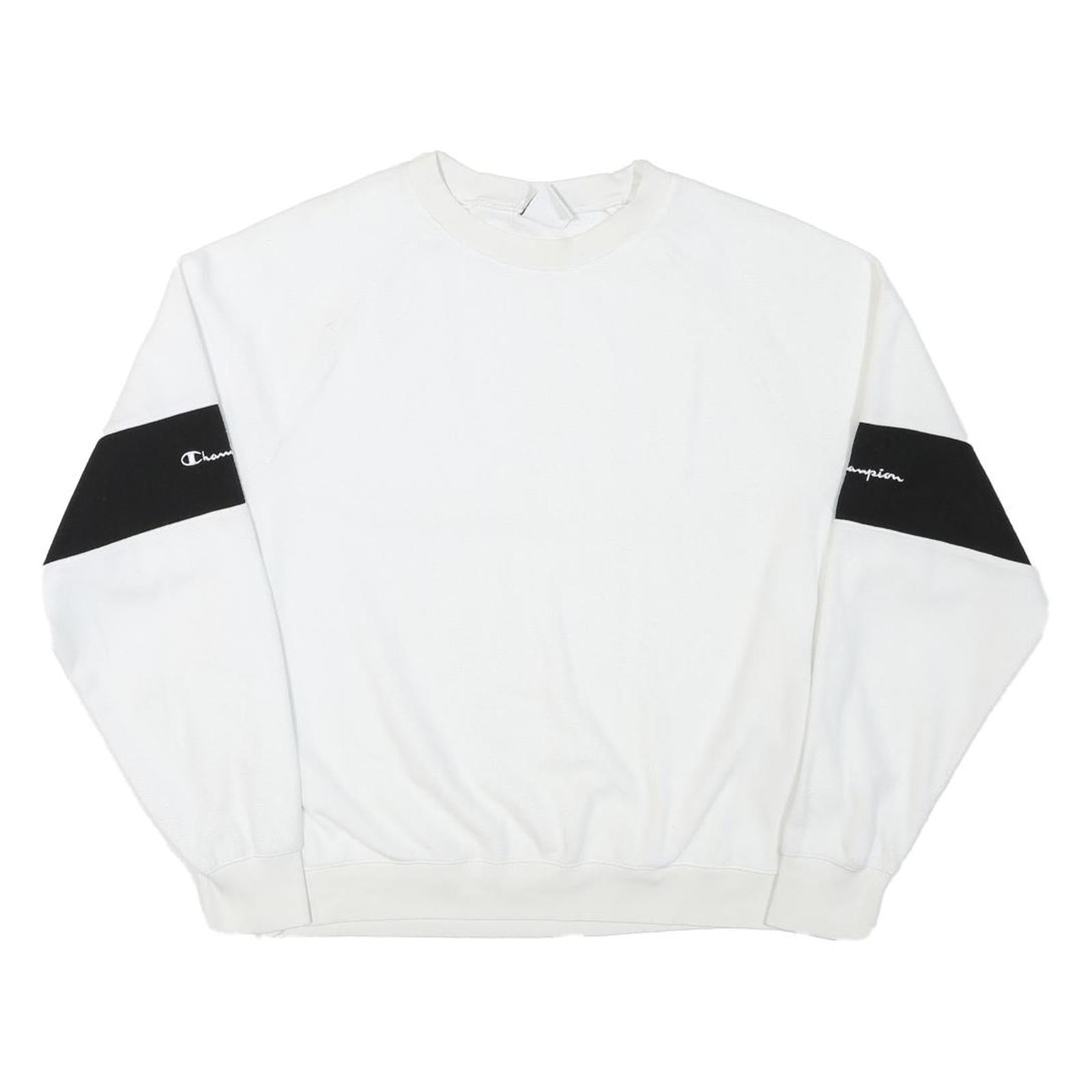 CHAMPION Mens Black Pullover Crew Neck Sweatshirt L Regular Fit Jersey Polyester