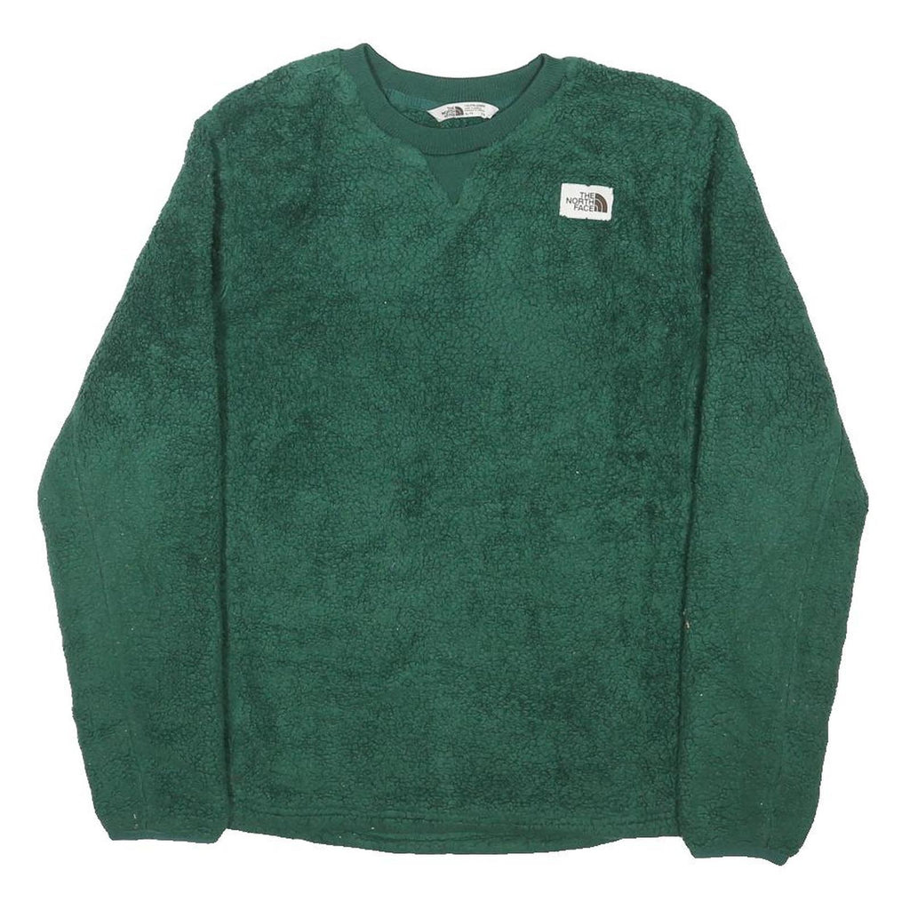 THE NORTH FACE Boys Green Crew Neck XL Fleece Sweatshirt Logo Patch Outdoor