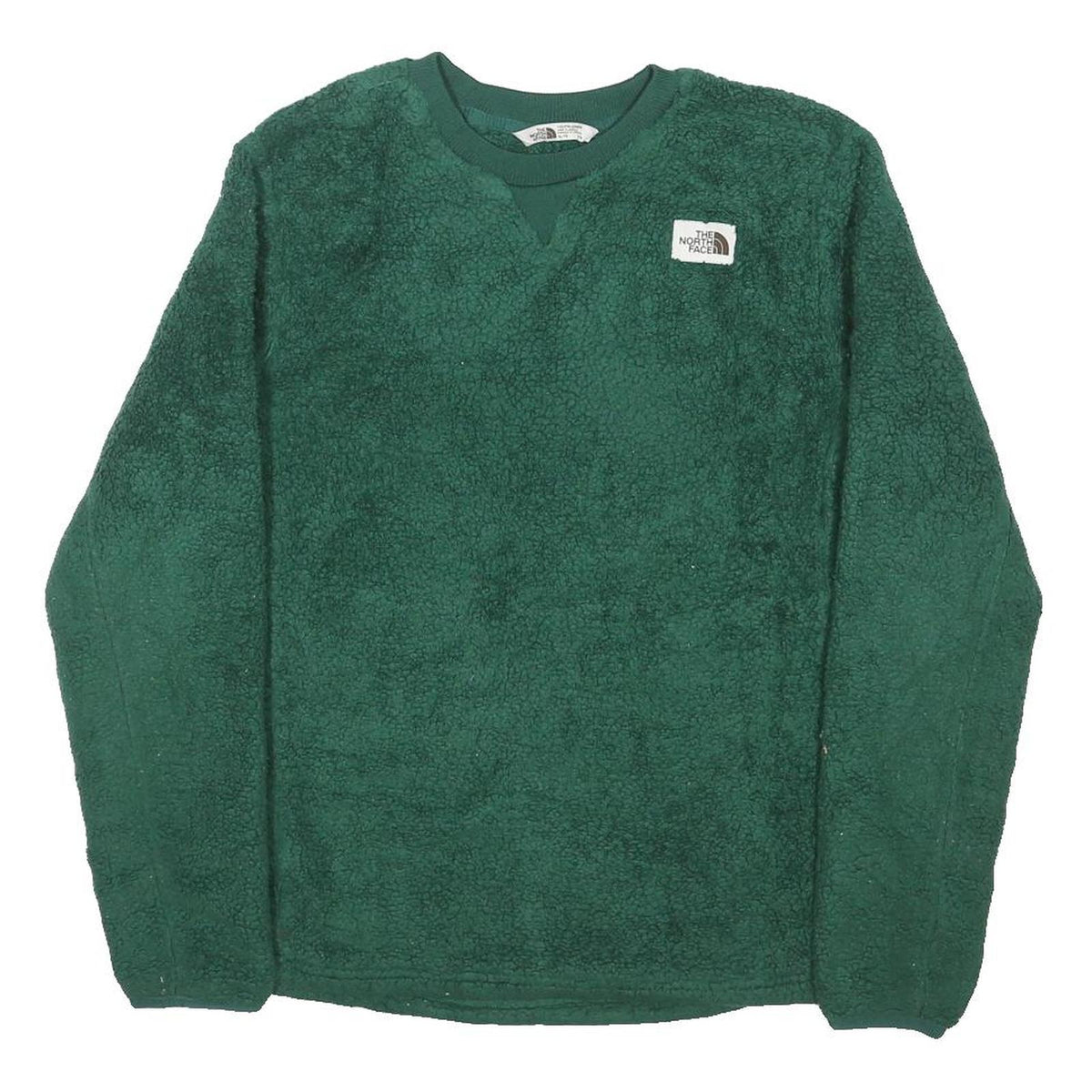 THE NORTH FACE Boys Green Crew Neck XL Fleece Sweatshirt Logo Patch Outdoor