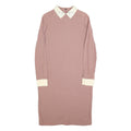 VICTORIA BECKHAM Womens Pink & Cream Long Sleeve Day Polyester Blend UK 10 Dress
