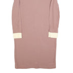 VICTORIA BECKHAM Womens Pink & Cream Long Sleeve Day Polyester Blend UK 10 Dress
