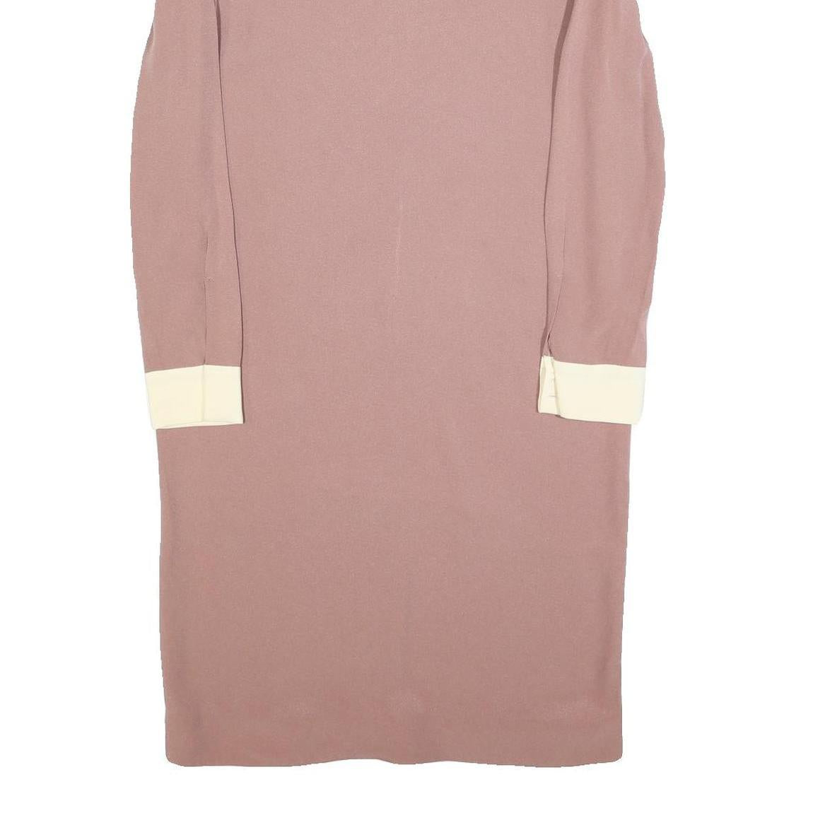 VICTORIA BECKHAM Womens Pink & Cream Long Sleeve Day Polyester Blend UK 10 Dress