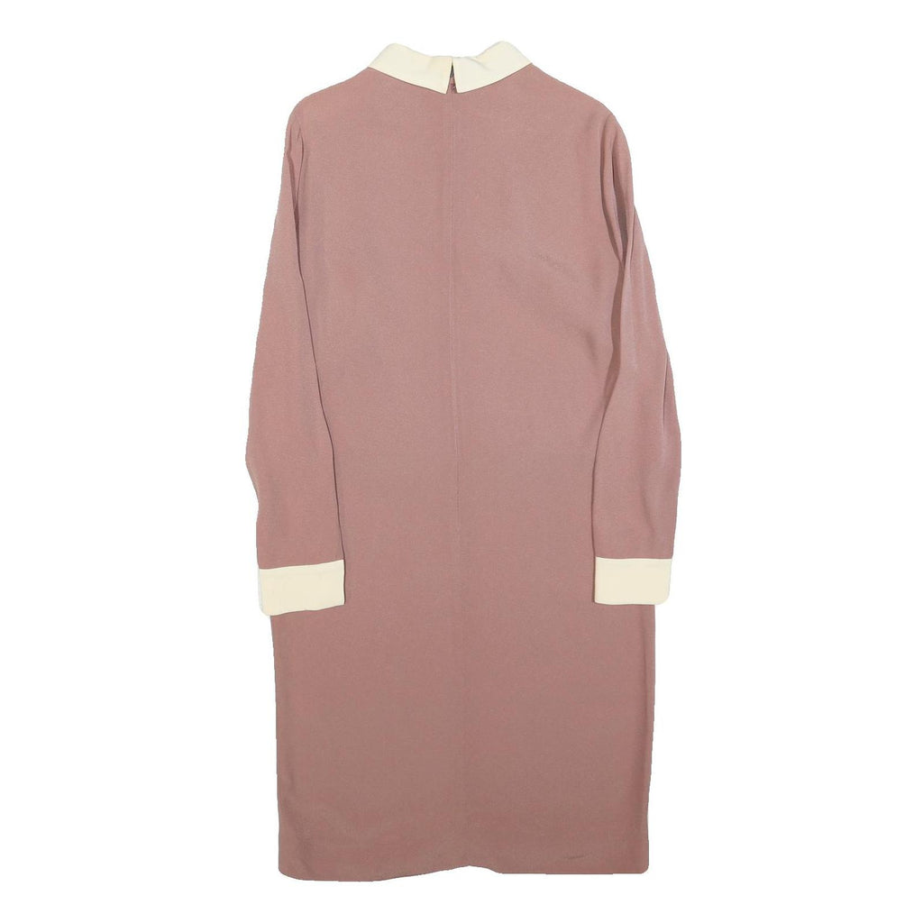 VICTORIA BECKHAM Womens Pink & Cream Long Sleeve Day Polyester Blend UK 10 Dress