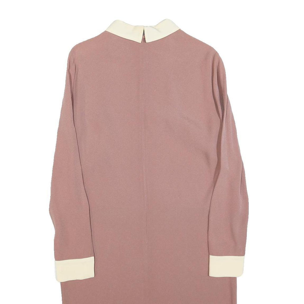 VICTORIA BECKHAM Womens Pink & Cream Long Sleeve Day Polyester Blend UK 10 Dress