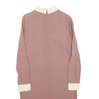 VICTORIA BECKHAM Womens Pink & Cream Long Sleeve Day Polyester Blend UK 10 Dress