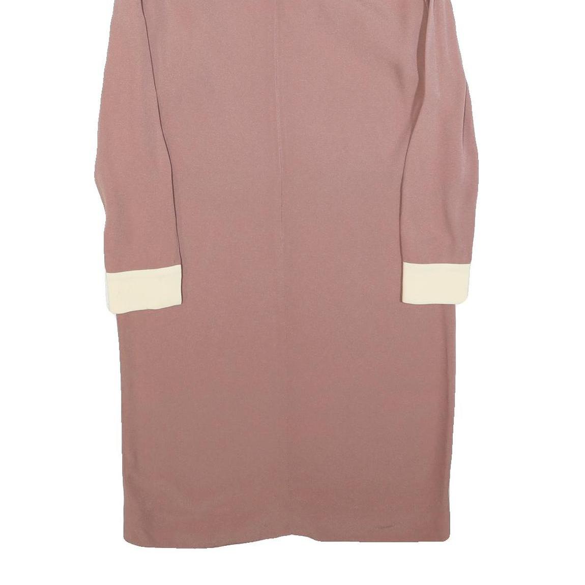 VICTORIA BECKHAM Womens Pink & Cream Long Sleeve Day Polyester Blend UK 10 Dress