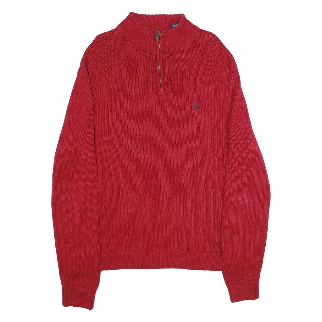 CHAPS Mens Red Pullover Plain Crew Neck Basic Knit XL Cotton Sweater Jumper