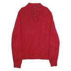 CHAPS Mens Red Pullover Plain Crew Neck Basic Knit XL Cotton Sweater Jumper