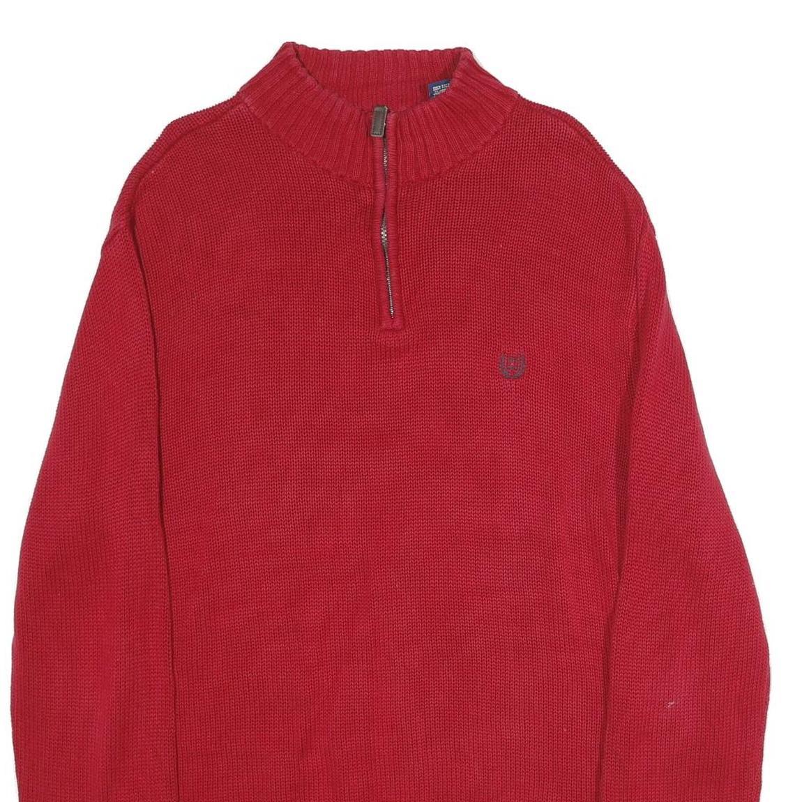 CHAPS Mens Red Pullover Plain Crew Neck Basic Knit XL Cotton Sweater Jumper