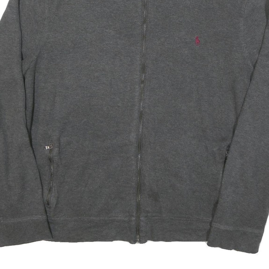 POLO RALPH LAUREN Mens Grey Zip Jumper Cotton Blend XL Relaxed Full Zip