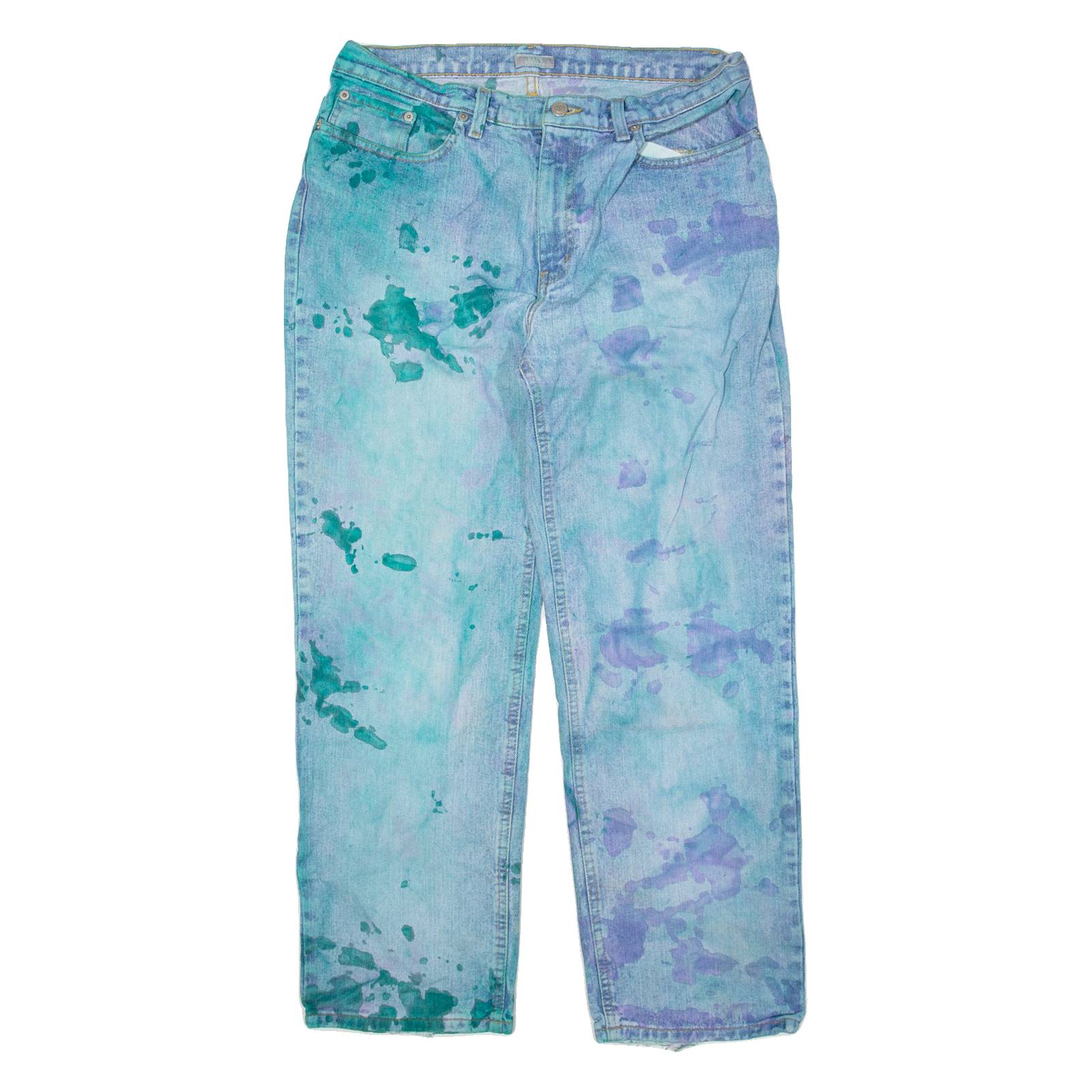BASS Customised Mens Jeans Blue Relaxed Straight W32 L28