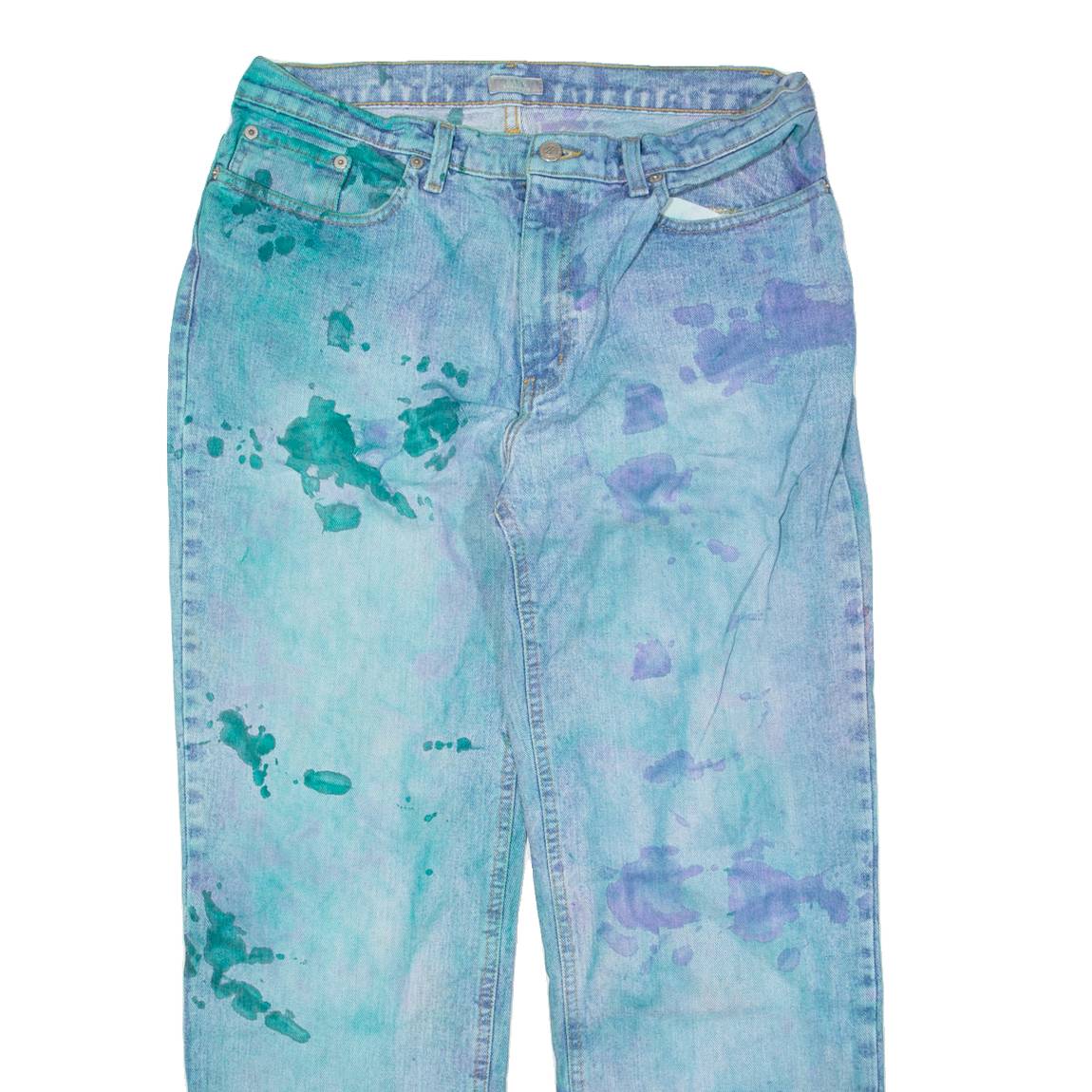 BASS Customised Mens Jeans Blue Relaxed Straight W32 L28
