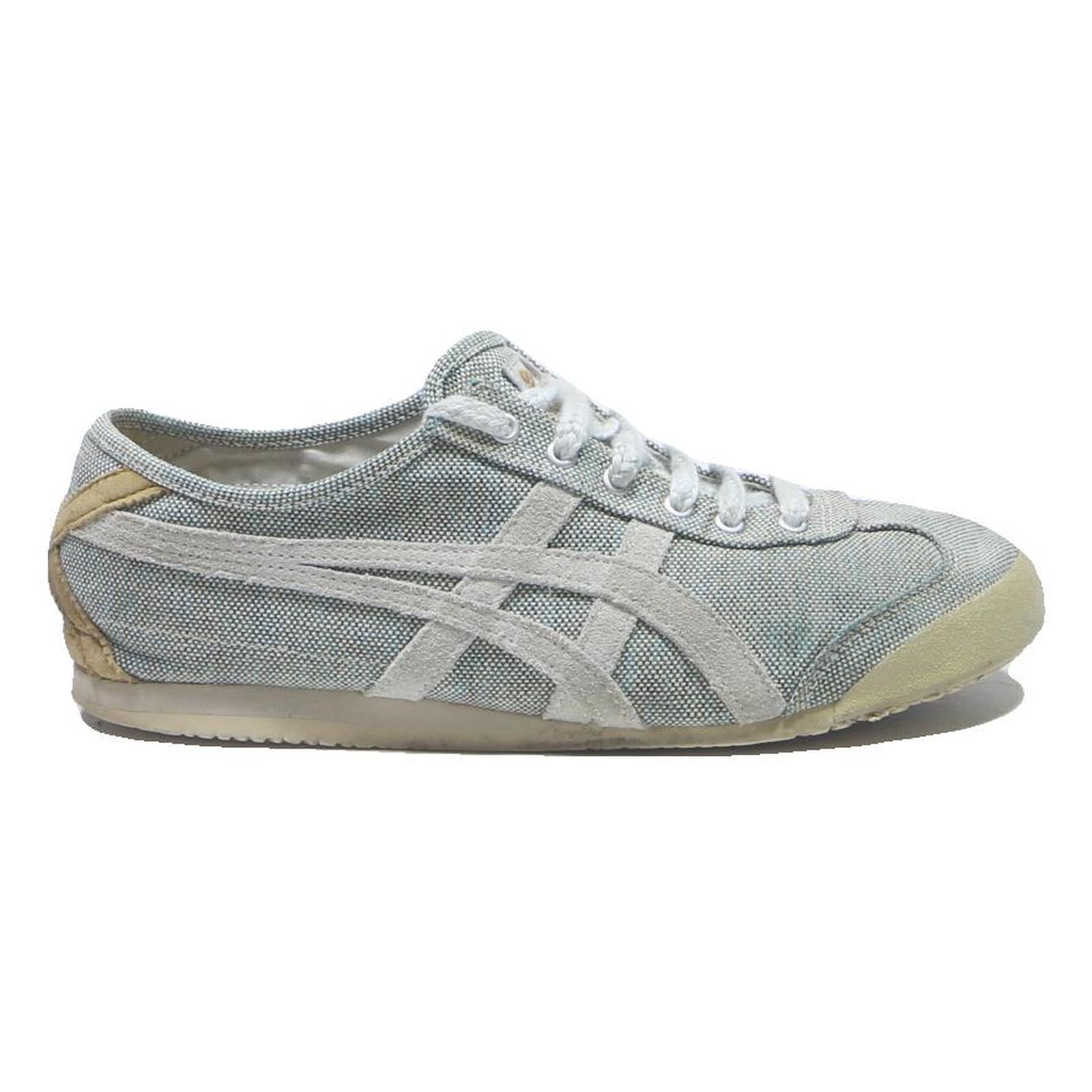 ONITSUKA TIGER Mexico 66 Womens Lace-Up Trainers Grey Canvas UK 4 Casual