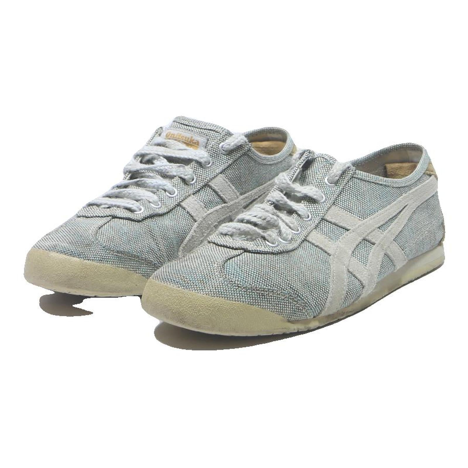 ONITSUKA TIGER Mexico 66 Womens Lace-Up Trainers Grey Canvas UK 4 Casual