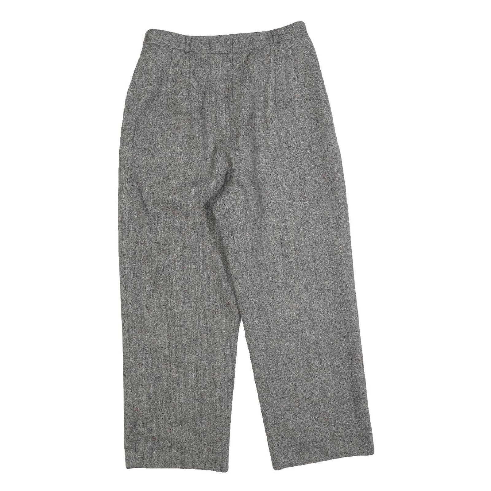 PRENON ASSHU Womens Grey Regular Straight Trousers W26 L24 Classic Zip Pocketed