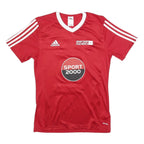 ADIDAS Mens Red & White Sport Shop Fischbach Graphic T-Shirt S Short Sleeve