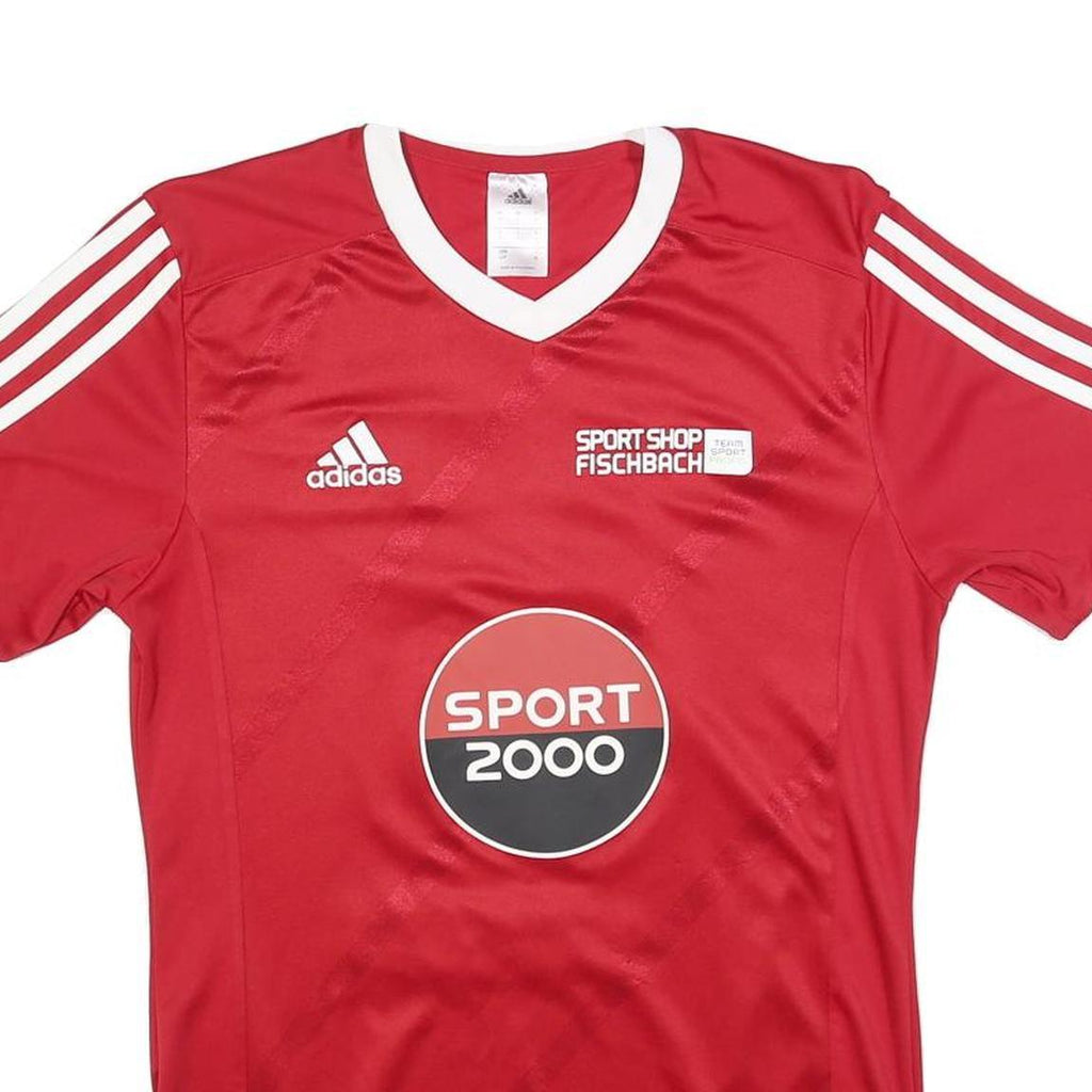 ADIDAS Mens Red & White Sport Shop Fischbach Graphic T-Shirt S Short Sleeve