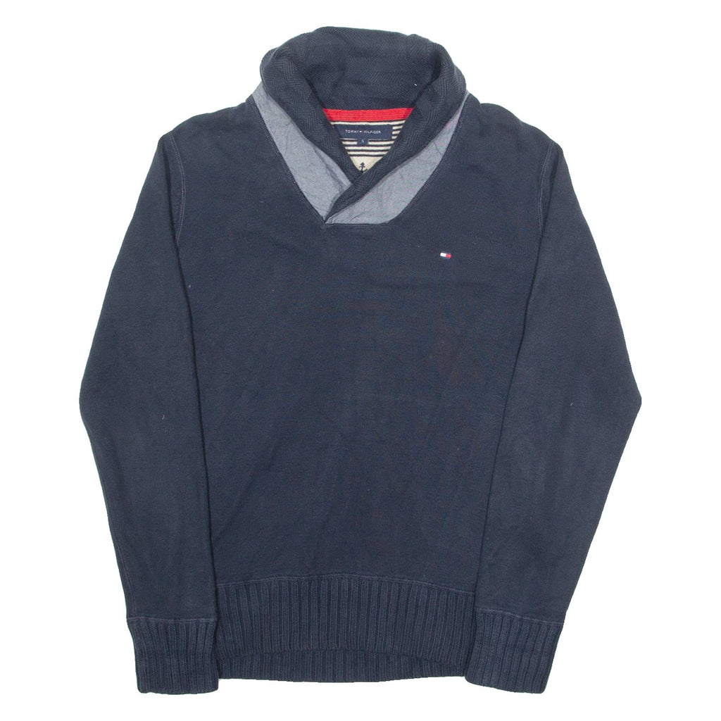 TOMMY HILFIGER Mens Jumper Blue Roll Neck Tight Knit S