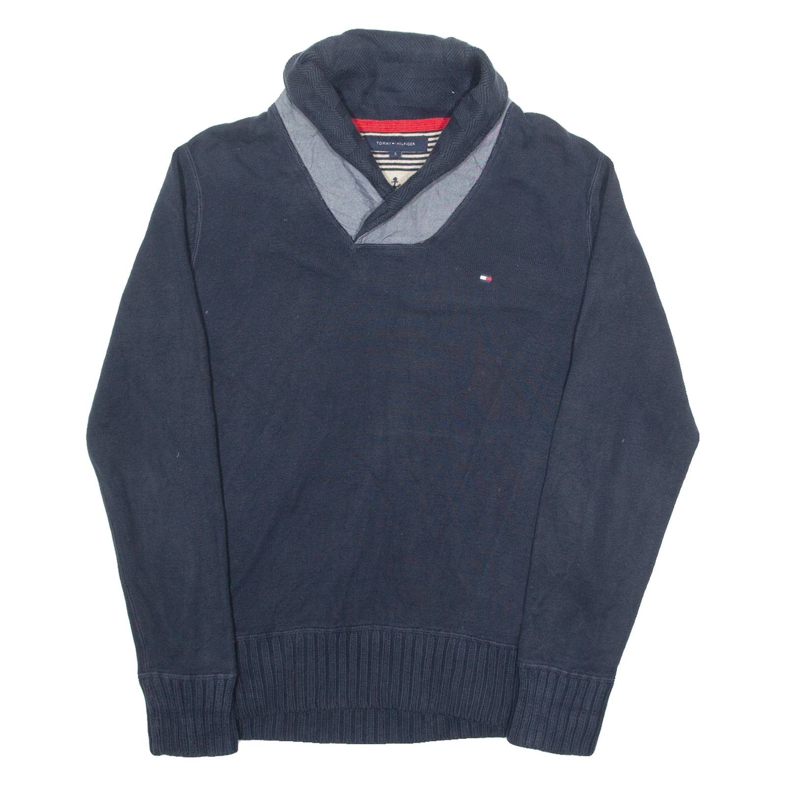 TOMMY HILFIGER Mens Jumper Blue Roll Neck Tight Knit S