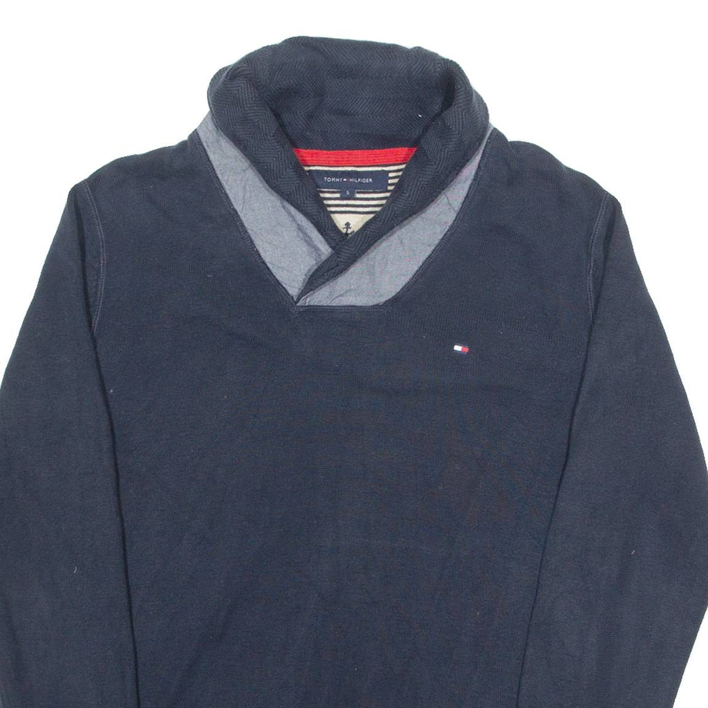 TOMMY HILFIGER Mens Jumper Blue Roll Neck Tight Knit S