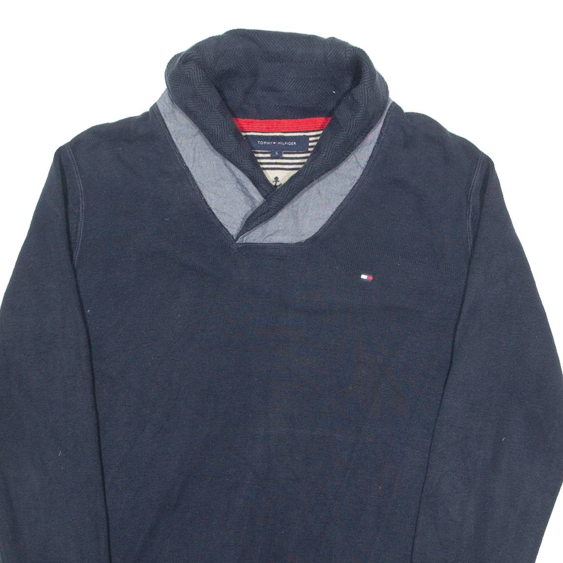 TOMMY HILFIGER Mens Jumper Blue Roll Neck Tight Knit S