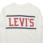 LEVI'S Mens White Cotton Crew Neck S Logo Sweatshirt Pullover Casual
