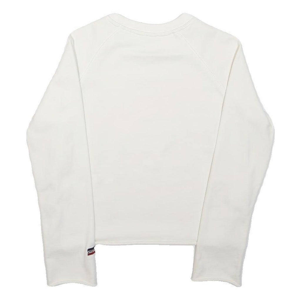LEVI'S Mens White Cotton Crew Neck S Logo Sweatshirt Pullover Casual