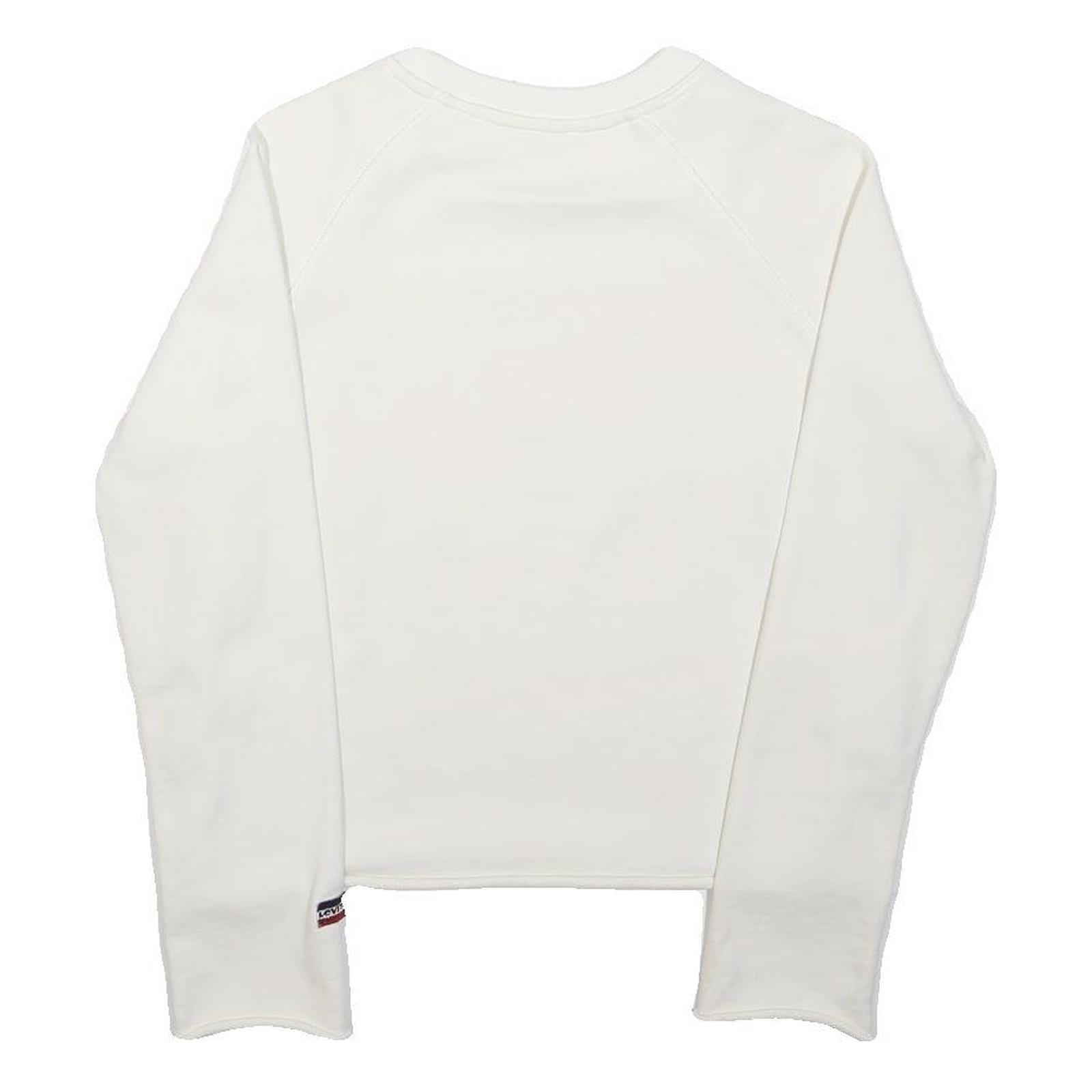 LEVI'S Mens White Cotton Crew Neck S Logo Sweatshirt Pullover Casual
