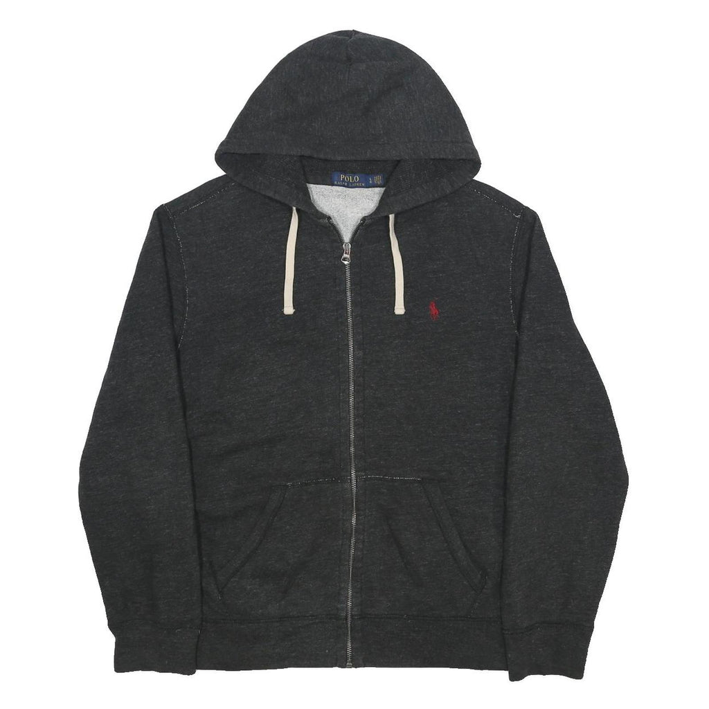 POLO RALPH LAUREN Mens Black Full Zip Hoodie L Cotton Blend Sweatshirt