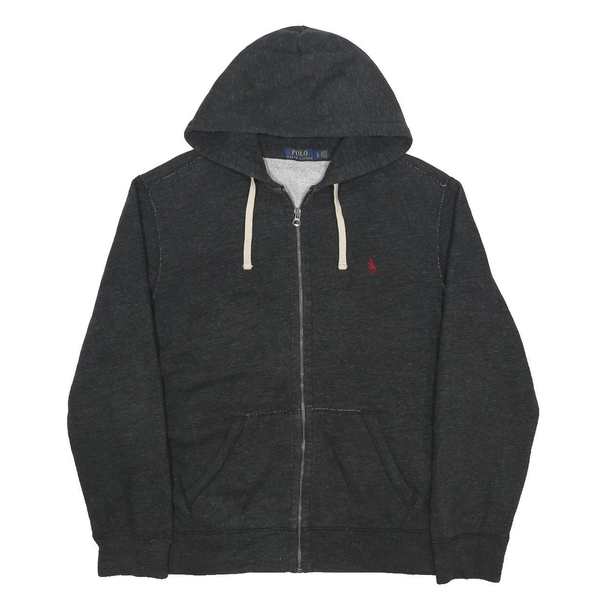 POLO RALPH LAUREN Mens Black Full Zip Hoodie L Cotton Blend Sweatshirt